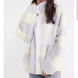 Urban Outfitters Purple and Ivory Fleece Jacket